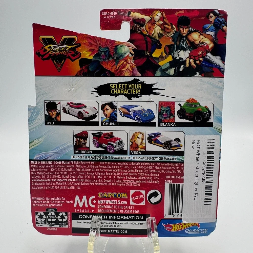 Hot Wheels Street Fighter V Ryu Character‎ Car 1/5 White Diecast GJJ30 2019 New